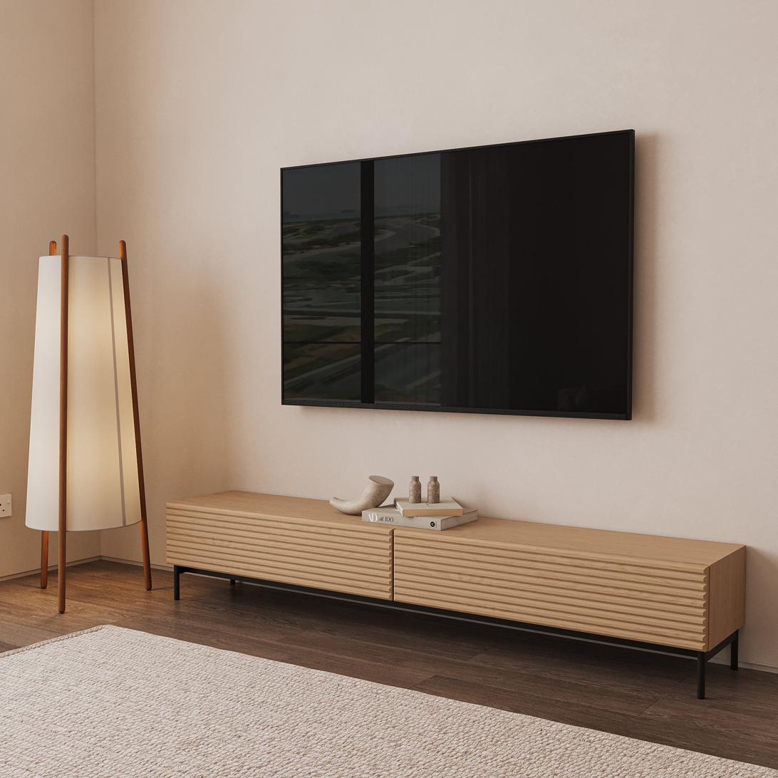 Roooms Badia TV area detail — media unit and living room styling Dubai